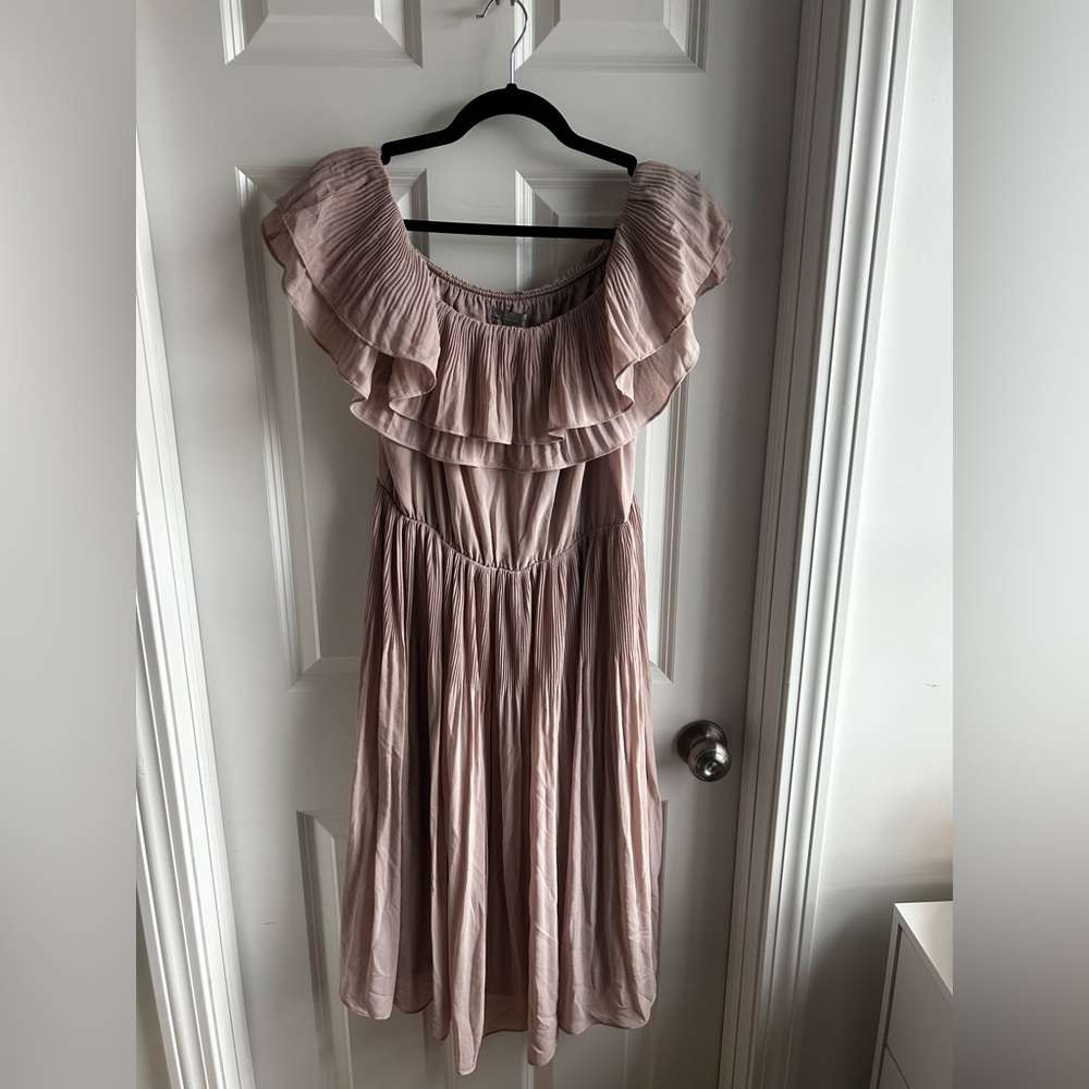 H&M Dusty Rose Ruffle Midi Dress